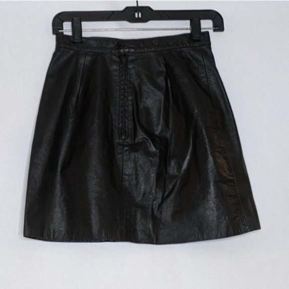 Marco Morani Milan New York Skirt Black Leather Fits EXTRA SMALL XS VINTAGE VTG - Picture 3 of 10